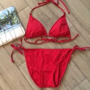 Becca red string bikini EUC